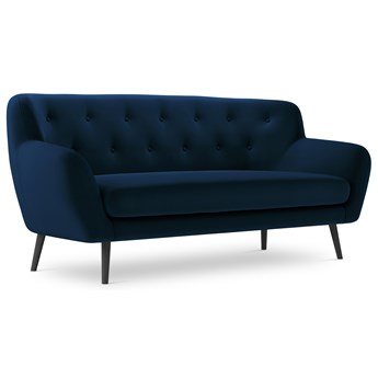 Sofa 3-osobowa welurowa pikowana 192x81 cm niebieska
