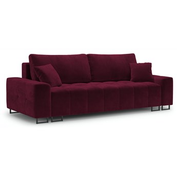 Sofa rozkładana 3 osobowa czerwona nogi czarne 250x105 cm