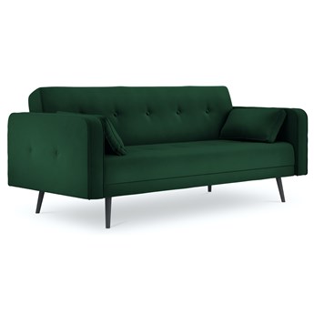 Sofa rozkładana 3 osobowa zielona nogi czarne 212x93 cm