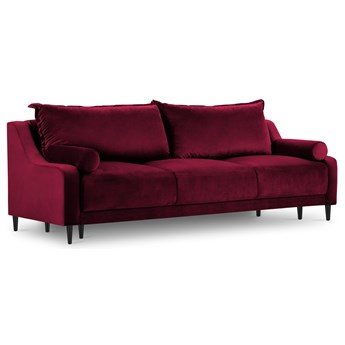 Sofa rozkładana welurowa czerwona 215x94 cm