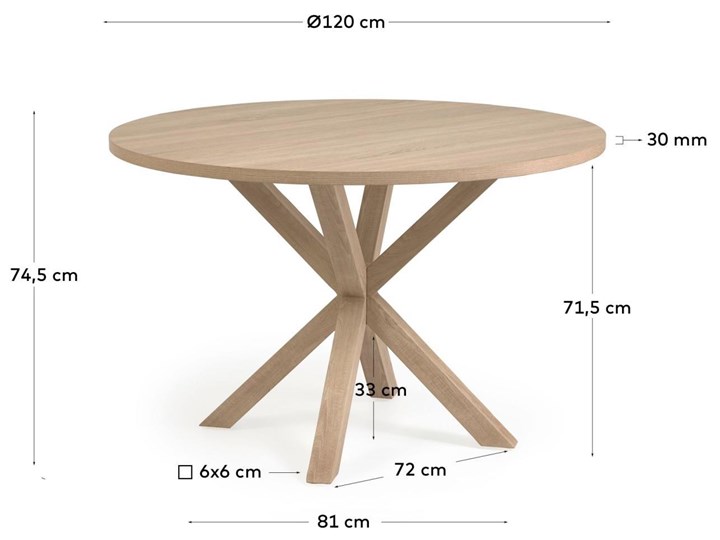 Stół okrągły Full Argo drewniany Ø 119 cm Pomieszczenie Stoły do jadalni Drewno Płyta MDF Kolor Beżowy