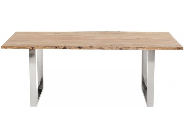 Stół naturalny drewniany blat akacja srebrne metalowe nogi 160x80 cm
