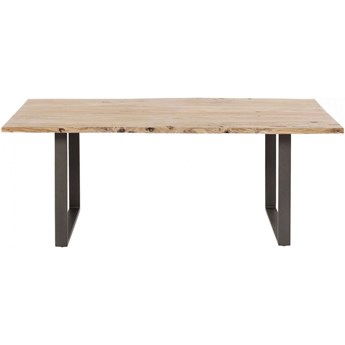 Stół naturalny drewniany blat akacja grafitowe metalowe nogi 160x80 cm