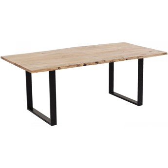Stół naturalny drewniany blat akacja czarne metalowe nogi 180x90 cm