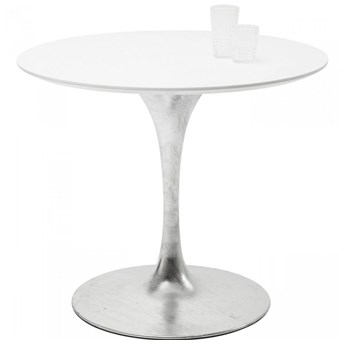 Stół okrągły biały blat srebrna noga Ø90 cm