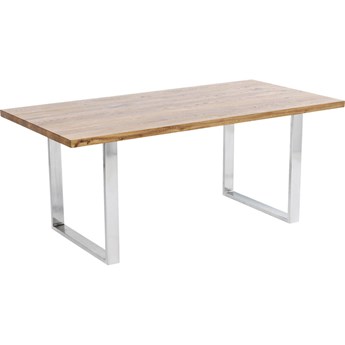 Stół naturalny drewniany blat dąb srebrne metalowe nogi 160x80 cm