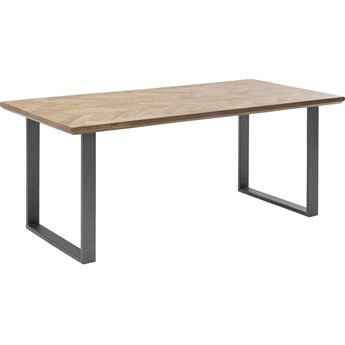 Stół z drewnianym blatem z drewna recykingowanego z grafitowymi metalowymi nogami 180x90 cm