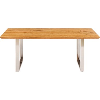 Stół drewniany blat dąb chromowane metalowe nogi 160x80 cm