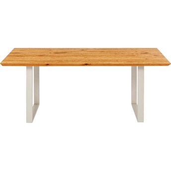 Stół naturalny drewniany blat dąb szare metalowe nogi 180x90 cm