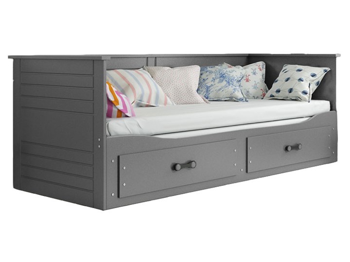 Szare łóżko dziecięce z materacem 90x200 - Aniko Płyta MDF Płyta meblowa Drewno Rozmiar materaca 80x200 cm