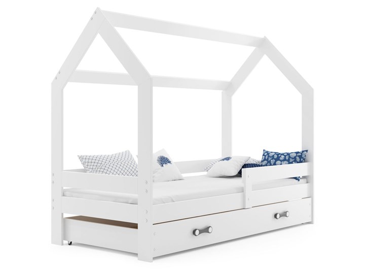 Białe łóżko domek dla dziecka 80x160 - Bambino Tkanina Drewno Płyta meblowa Płyta MDF Domki Rozmiar materaca 80x160 cm