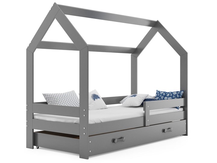 Szare łóżeczko drewniane dla dziecka 80x160 - Bambino