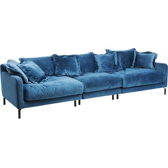 Sofa 4 osobowa niebieska nogi czarne 307x102 cm