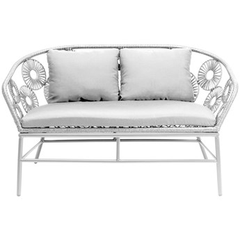 Sofa ogrodowa metalowa biała 129x68 cm