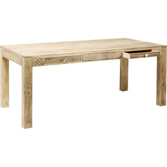 Stół z szufladami drewniany do jadalni w stylu boho 200x100 cm