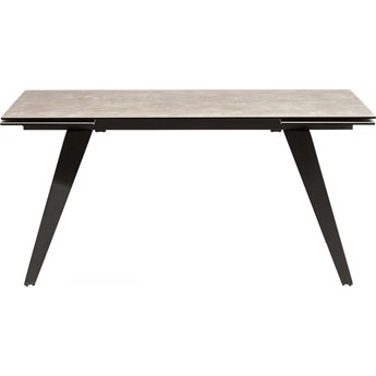 Stół rozkładany szary szklany blat czarne metalowe nogi 160-240x90 cm