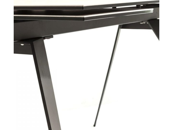 Stół rozkładany szary szklany blat czarne metalowe nogi 160-240x90 cm Kształt blatu Prostokątny Stal Szkło Ceramika Średnica