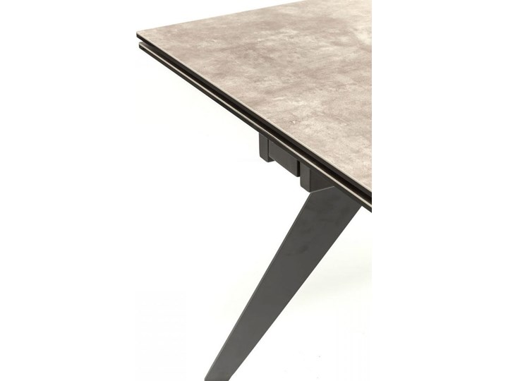 Stół rozkładany szary szklany blat czarne metalowe nogi 160-240x90 cm Stal Szkło Ceramika Kolor Czarny