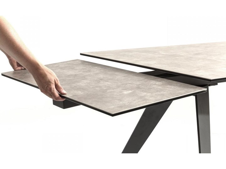 Stół rozkładany szary szklany blat czarne metalowe nogi 160-240x90 cm Rozkładanie Rozkładane Szkło Ceramika Stal Kategoria Stoły kuchenne