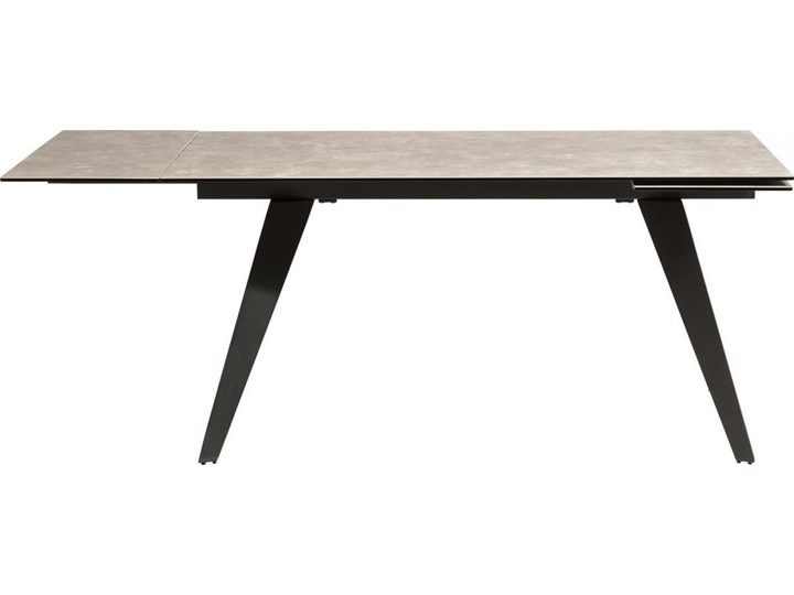 Stół rozkładany szary szklany blat czarne metalowe nogi 160-240x90 cm Ceramika Stal Szkło Średnica