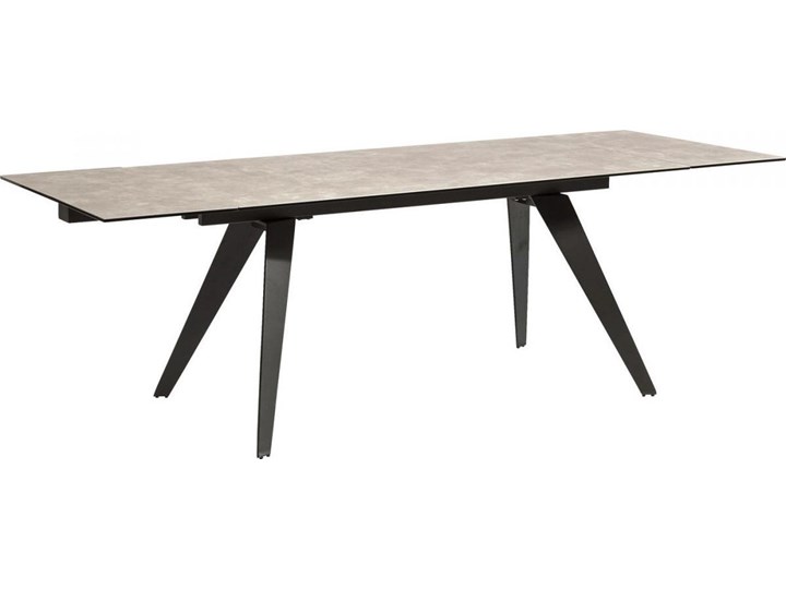 Stół rozkładany szary szklany blat czarne metalowe nogi 160-240x90 cm Szkło Stal Ceramika Średnica