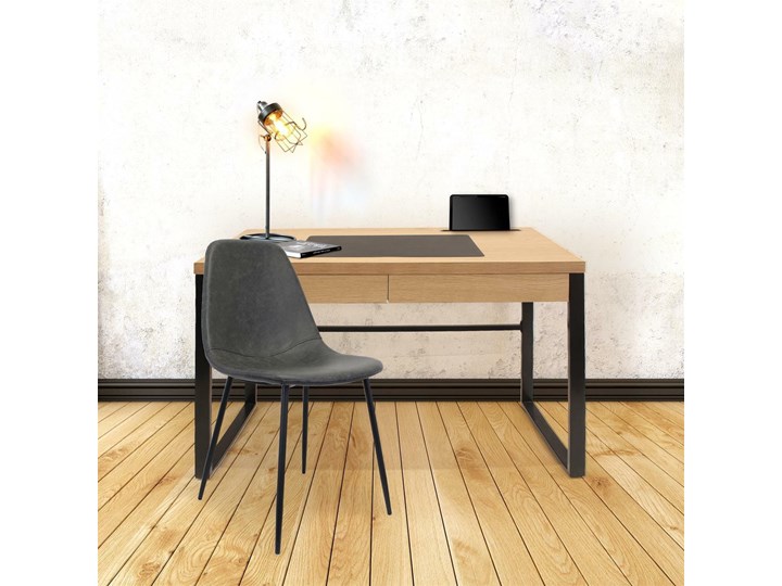 Biurko Dolem Industrial czarna podstawa Płyta MDF Drewno Szerokość 100 cm Stal Głębokość 50 cm Metal Kategoria Biurka