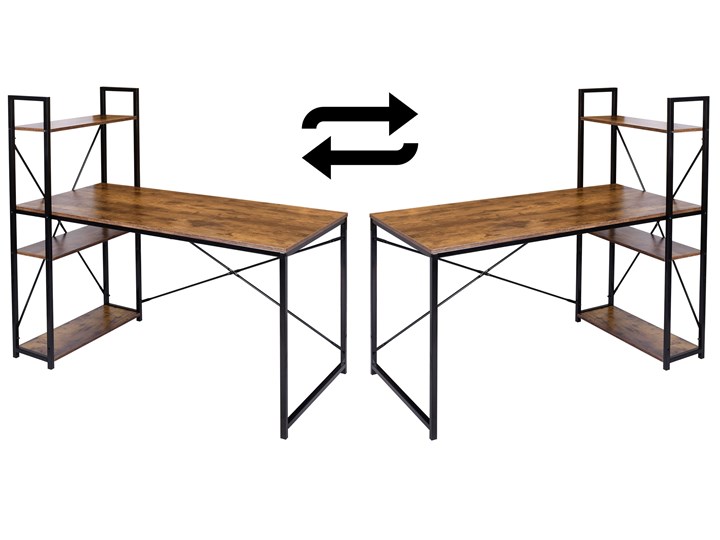 Biurko loftowe z półkami z nadstawką loftowe Trosa Metal Biurko z nadstawką Styl Vintage Szerokość 120 cm Głębokość 60 cm Stal Biurko komputerowe Kategoria Biurka