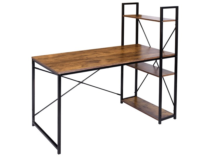 Biurko loftowe z półkami z nadstawką loftowe Trosa Biurko z nadstawką Głębokość 60 cm Metal Stal Biurko komputerowe Szerokość 120 cm Styl Vintage