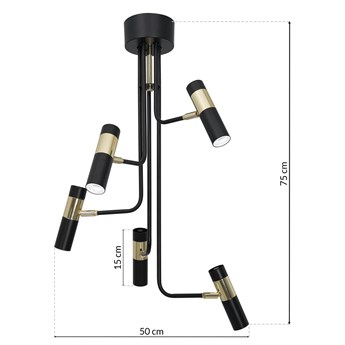 Lampa sufitowa DALLAS GOLD 5xGU10