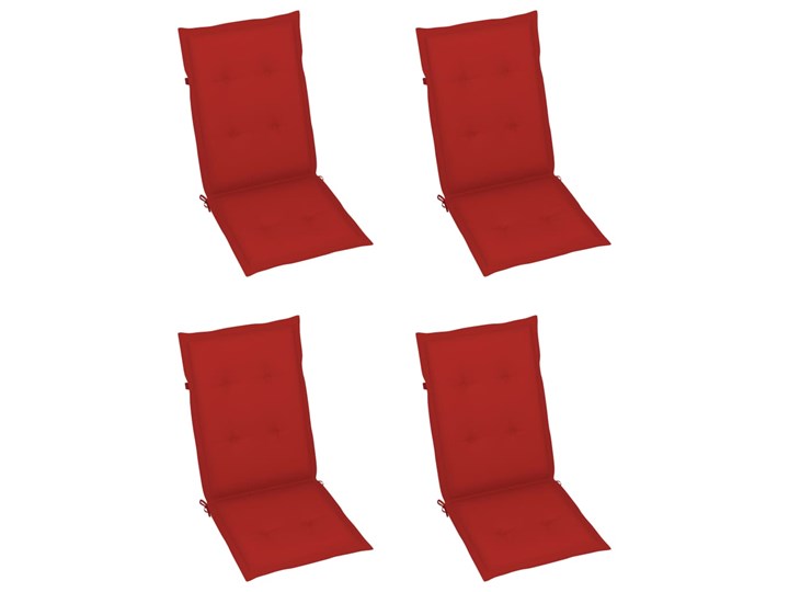 vidaXL Krzesła ogrodowe, 4 szt., czerwone poduszki, drewno tekowe Krzesło z podłokietnikami Krzesło składane Tworzywo sztuczne Kolor Czerwony