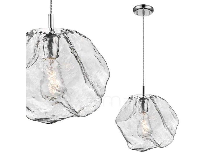 LAMPA wisząca ROCK P0488-01A-F4AC Zumaline szklana OPRAWA kamień zwis chrom przezroczysty