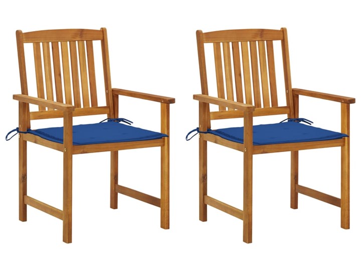 vidaXL Krzesła ogrodowe z poduszkami, 2 szt., drewno akacjowe Tworzywo sztuczne Kolor Brązowy