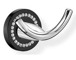 Haczyk podwójny łazienkowy ALOE A3-16818 Czarny Mat Chrom Biały kryształ Swarovski