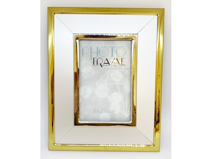 RAMKA NA ZDJĘCIE SREBRNA ZE ZŁOTĄ OBWÓDKĄ METALOWA ”GOLD HOUSE” 24,2x19,2CM Kolor Złoty