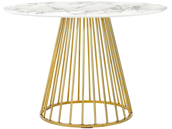 Stół na drucianej podstawie Glam Marble 110 imitacja marmuru Płyta MDF Wysokość 75 cm Długość 180 cm Długość 110 cm Wysokość 110 cm Szerokość 110 cm Metal Styl Glamour Rozkładanie