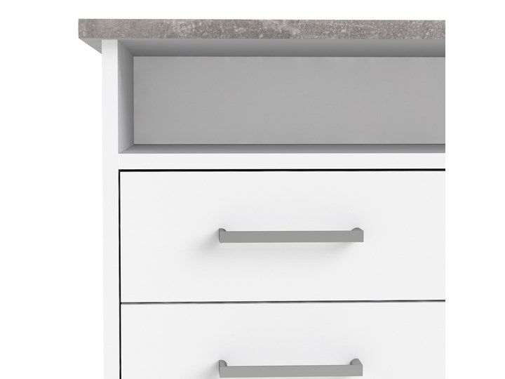Białe biurko komputerowe z szafką i szufladami Function 4S1D Biurko z nadstawką Głębokość 55 cm Szerokość 126 cm Biurko tradycyjne Metal Kategoria Biurka