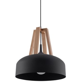 Lampa wisząca czarna z drewnianą ozdobą 30x100 cm