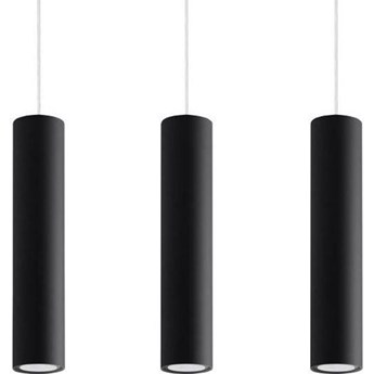Lampa wisząca tuba 3-punktowa metalowa czarna 45 x 85 cm