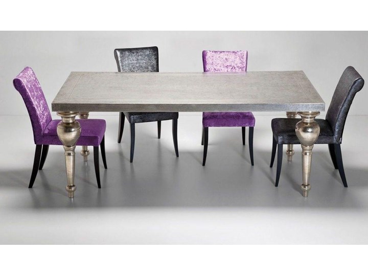 Stół srebrny nogi drewno mango 200x100 cm Metal Płyta MDF Szkło Średnica