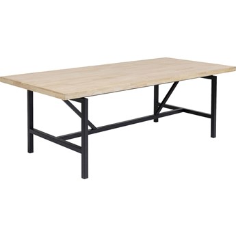Stół industrialny z blatem z drewna kauczokowego i czarnymi metalowymi nogami 160x80 cm