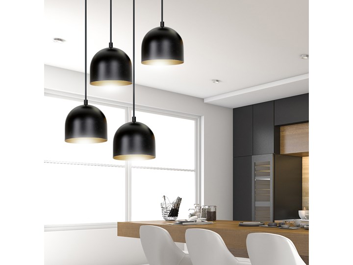 AERO 4 BLACK / GOLD 246/4 lampa wisząca regulowana czarny klosz złoty środek Metal Pomieszczenie Przedpokój Lampa z kloszem Funkcje Brak dodatkowych funkcji
