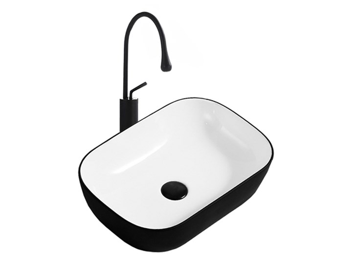 VELDMAN UMYWALKA CERAMICZNA NABLATOWA TOKYO Ceramika Prostokątne Owalne Szerokość 46 cm Nablatowe Meblowe Kolor Czarny