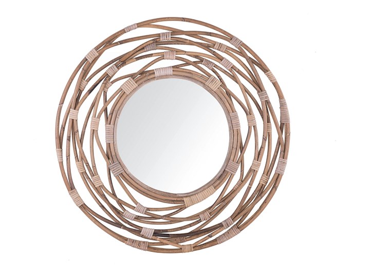 Lustro ścienne piaskowe rattanowe ø 75 cm dekoracyjne korytarz boho Styl Klasyczny