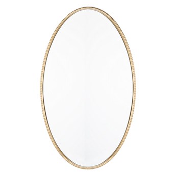 Lustro ścienne wiszące złote 83 x 57 cm owalne dekoracyjne do salonu sypialni łazienki minimalistyczne
