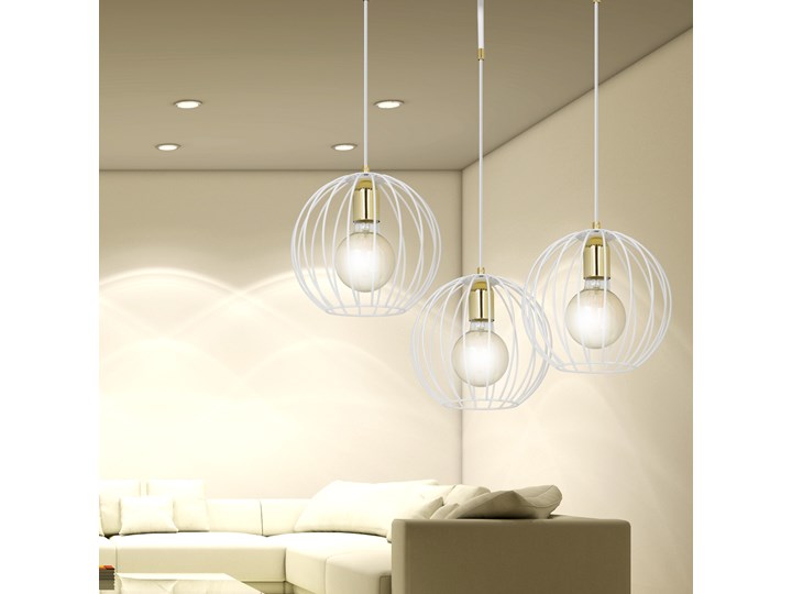 ALBIO 3 WHITE 145/3 wisząca lampa sufitowa LOFT druciaki regulowana metalowa złoto biała Lampa z kloszem Pomieszczenie Salon
