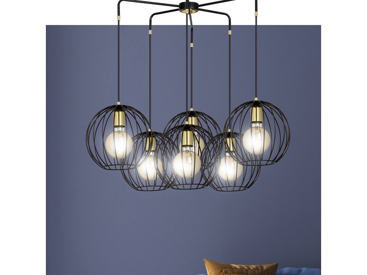 ALBIO 6 BLACK 144/6 wisząca lampa sufitowa LOFT druciaki regulowana metalowa złoto czarna Lampa z kloszem Pomieszczenie Przedpokój Styl Industrialny