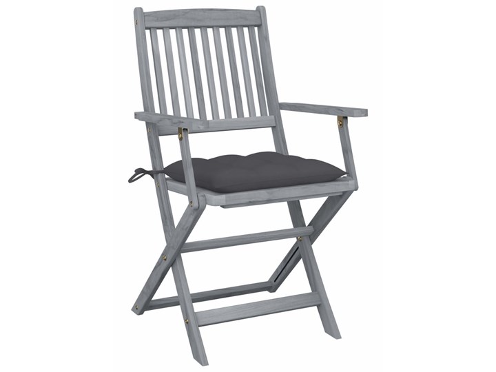 vidaXL Składane krzesła ogrodowe, 6 szt., z poduszkami, akacjowe Tworzywo sztuczne Drewno Krzesło składane Styl Nowoczesny