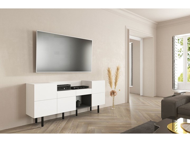 Nowoczesna duża biała komoda Skandica TORRA / 180 cm Szerokość 90 cm Głębokość 40 cm Płyta MDF Płyta laminowana Kolor Biały