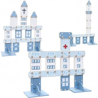 CLASSIC WORLD Ogromne Klocki Konstrukcyjne Drewniane Zestaw Szpital Kościół Wieża