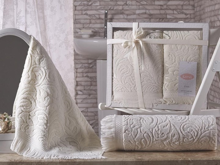 Bilge Ręcznik bawełniany frotte ESRA/1687/cream 50x90+70x140 kpl. Komplet ręczników Ręcznik kąpielowy 50x90 cm 70x140 cm Bawełna Kategoria Ręczniki